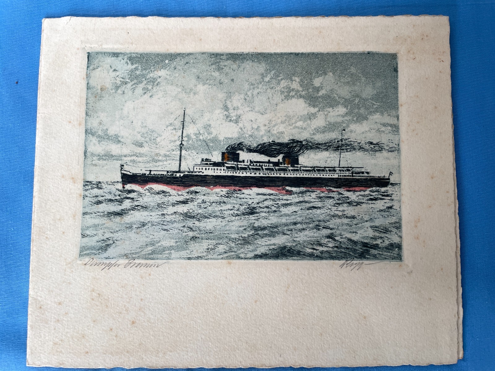 Vintage Ship Linen Greeting Card Vintage Ship Linen Greeting Card