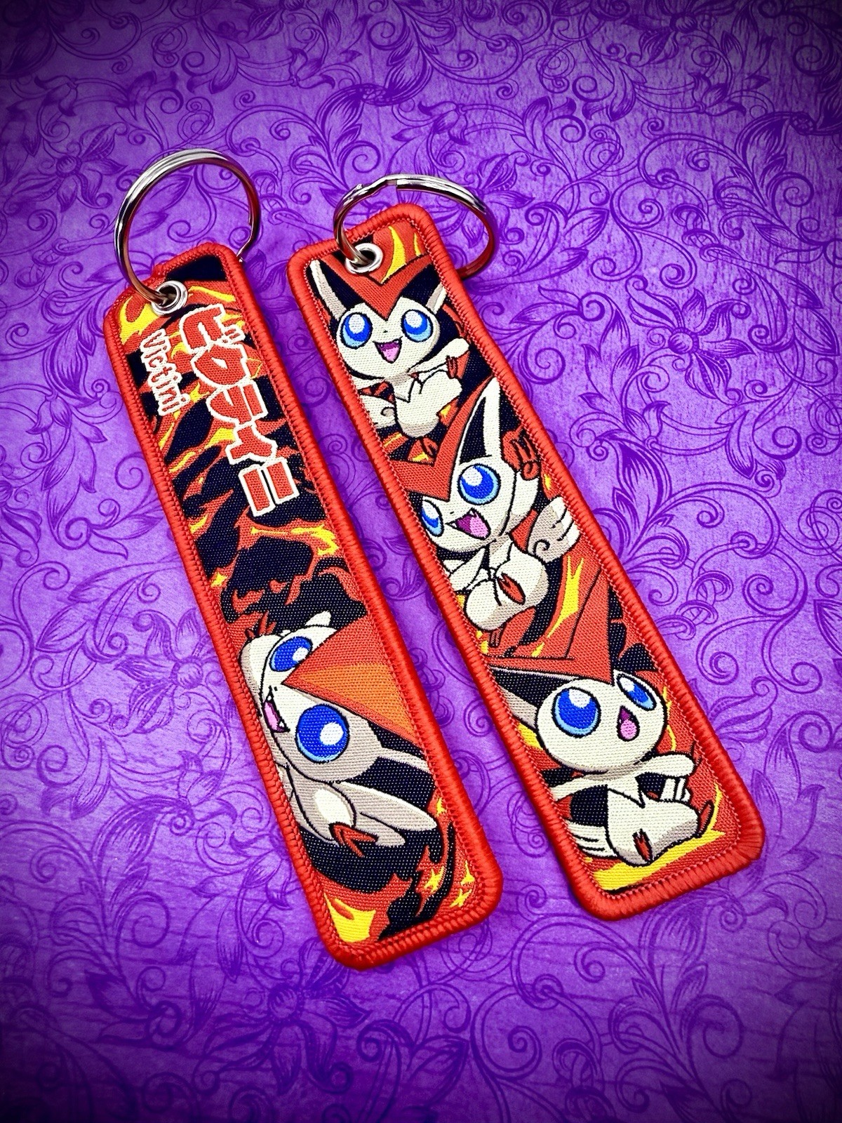 1 Piece Double Sided 5 Inch Pokemon Victini Keychain 1 Piece Double Sided 5 Inch Pokemon Victini Keychain