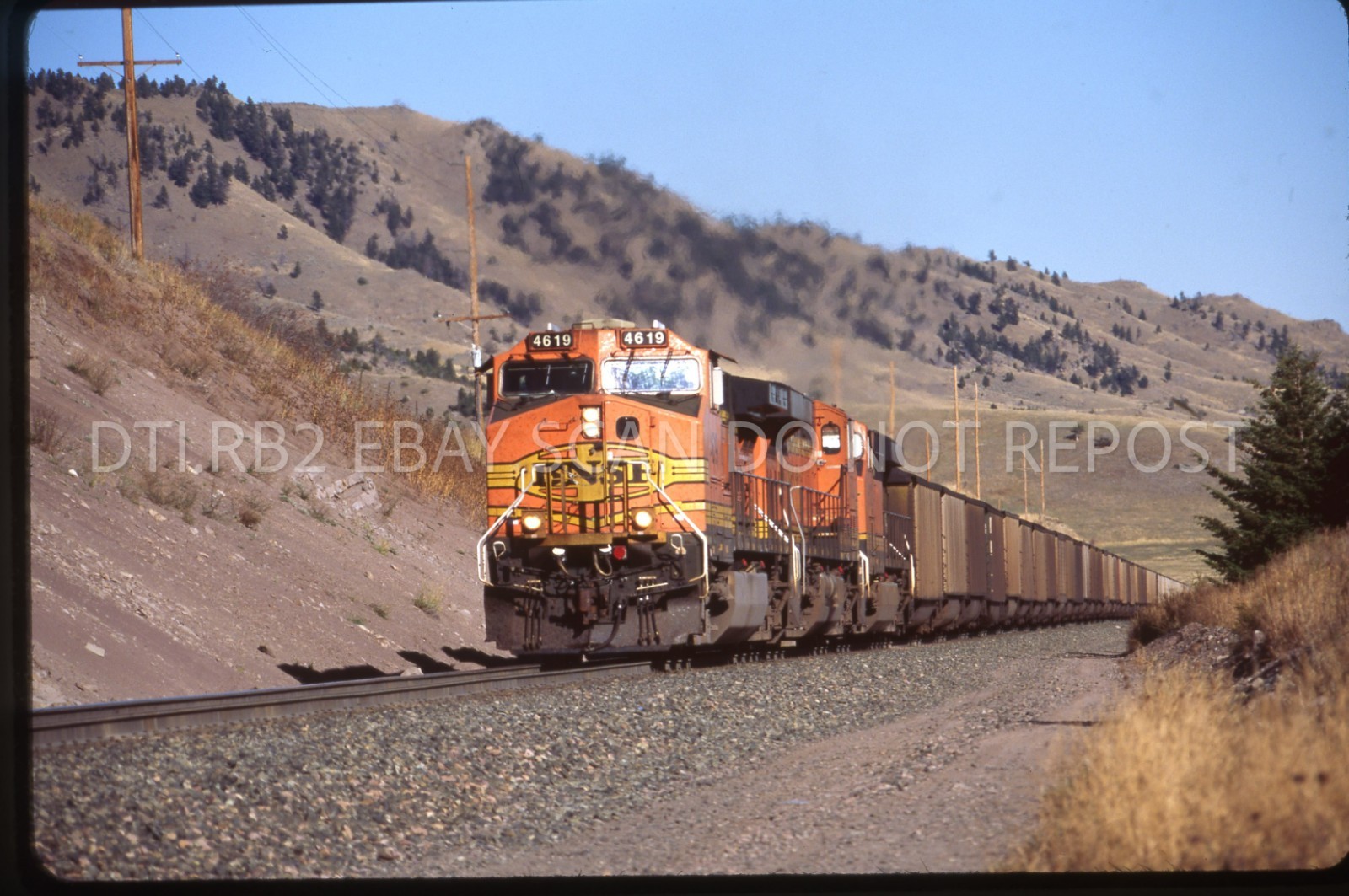 ZM1 ORIGINAL SLIDE BNSF 4619 W. OF LIVINGSTON MT MONTANA ON MRL