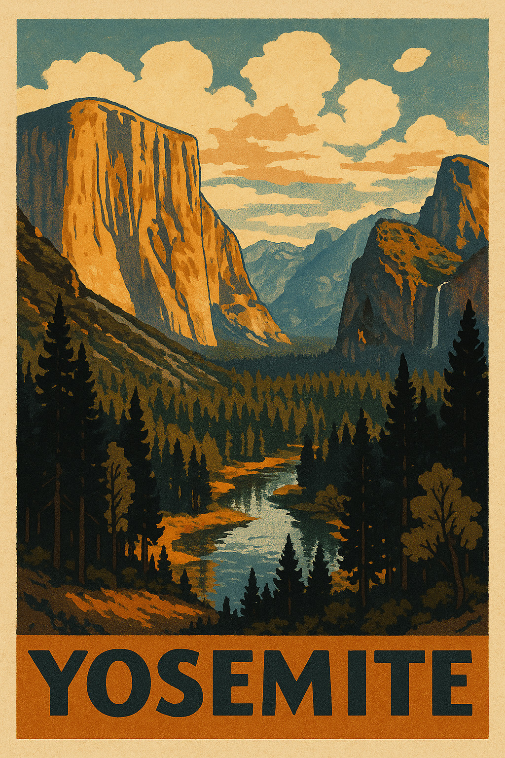 Yosemite National Park Vintage Poster c1930s - 24x36