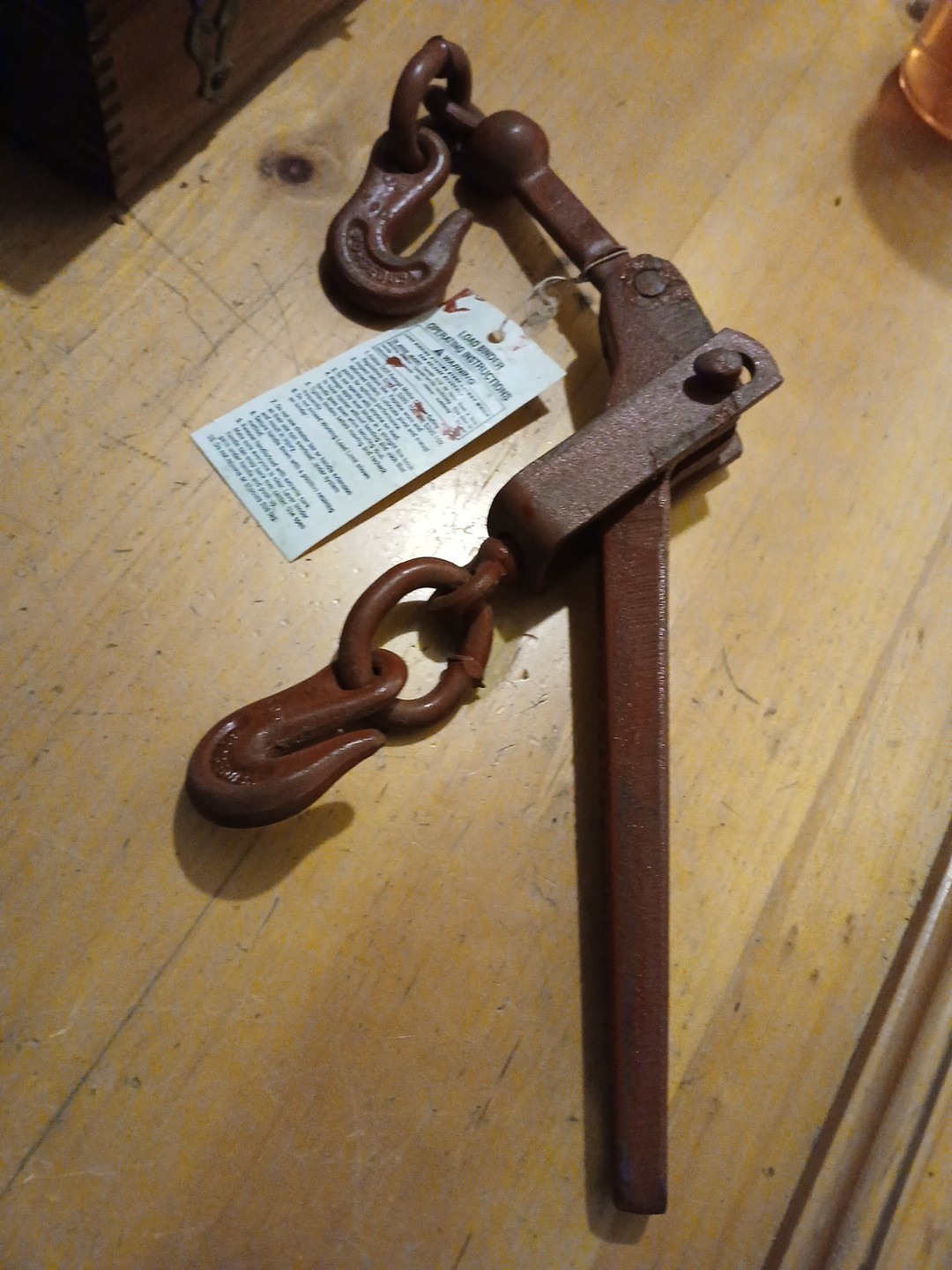 Vintage Load Binder Columbus McKinnon  2600 Lb Wll   And 2 Wheel Pulley Hook