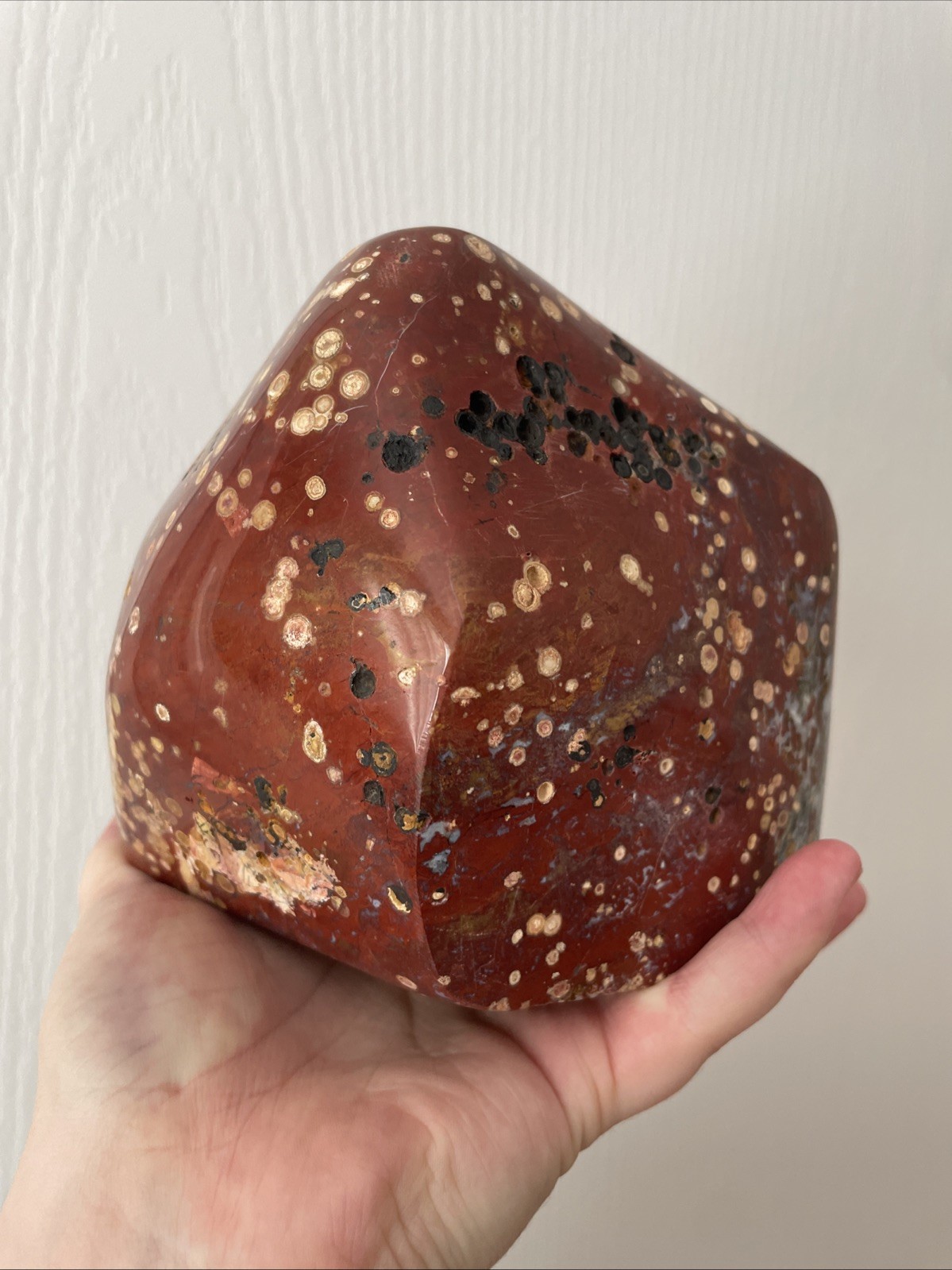 LARGE Red orbicular Jasper / 3056g / Hand Carved And Polished / Cabochon LARGE Red orbicular Jasper / 3056g / Hand Carved And Polished / Cabochon
