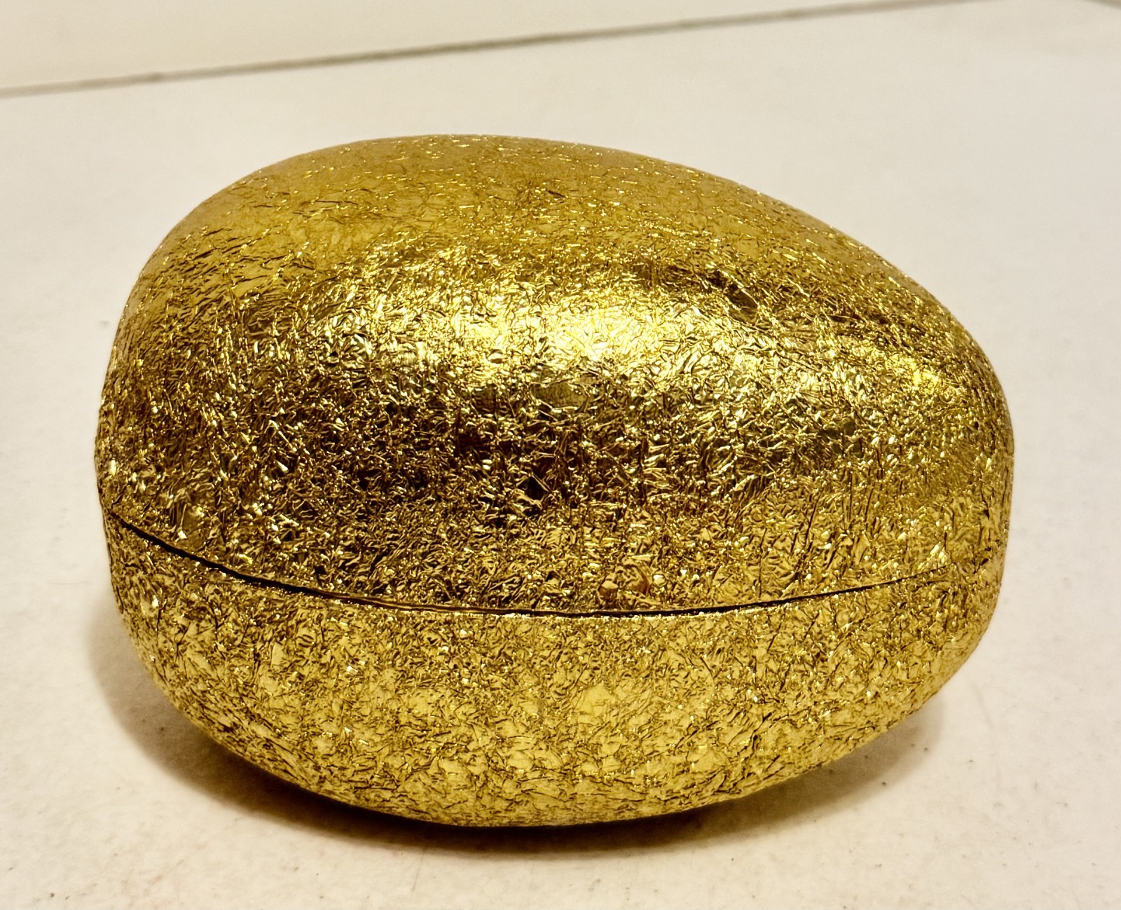 Vintage West Germany Gold Foil Easter Egg Papier Mache Candy Container 6\