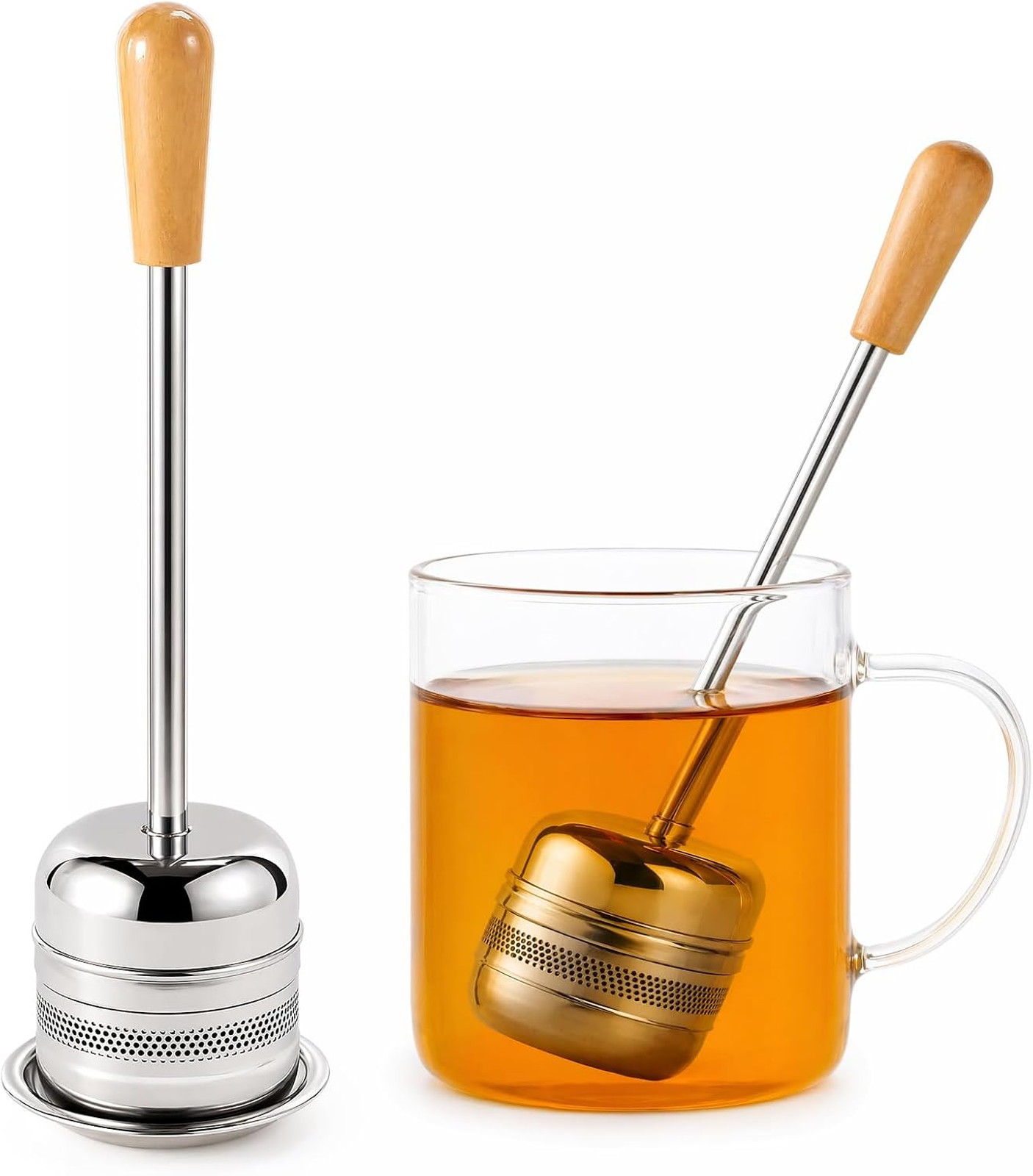 Tea Infuser Long Handle Stainless Steel 18/8 Mesh Loose Leaf Tea Steeper 2 Pack Tea Infuser Long Handle Stainless Steel 18/8 Mesh Loose Leaf Tea Steeper 2 Pack