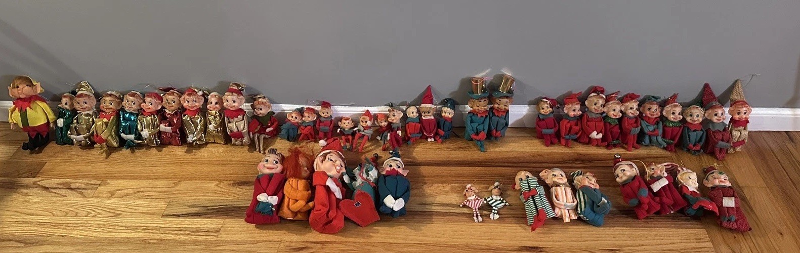 Vintage 1960s Christmas Knee Hugger Elf set of 47 Japan Ornaments Vintage 1960s Christmas Knee Hugger Elf set of 47 Japan Ornaments