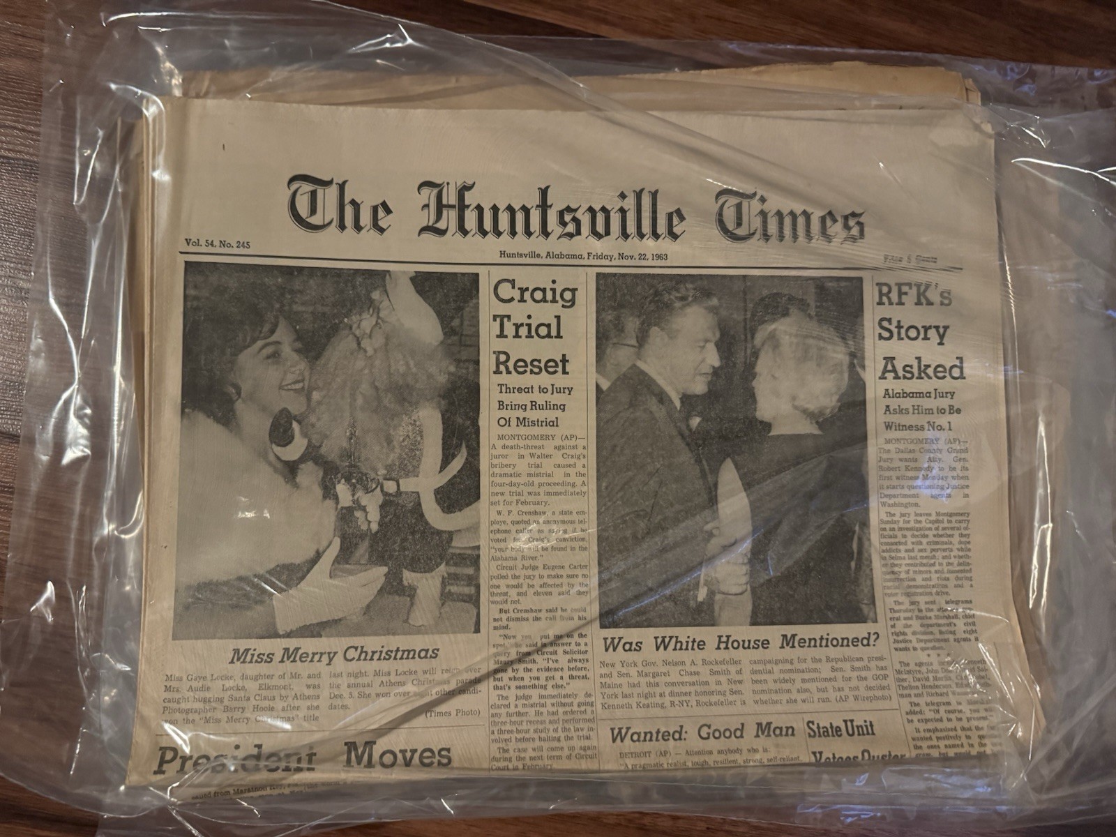 The Huntsville Times Newspaper Huntsville, Alabama Friday Nov 22, 1963