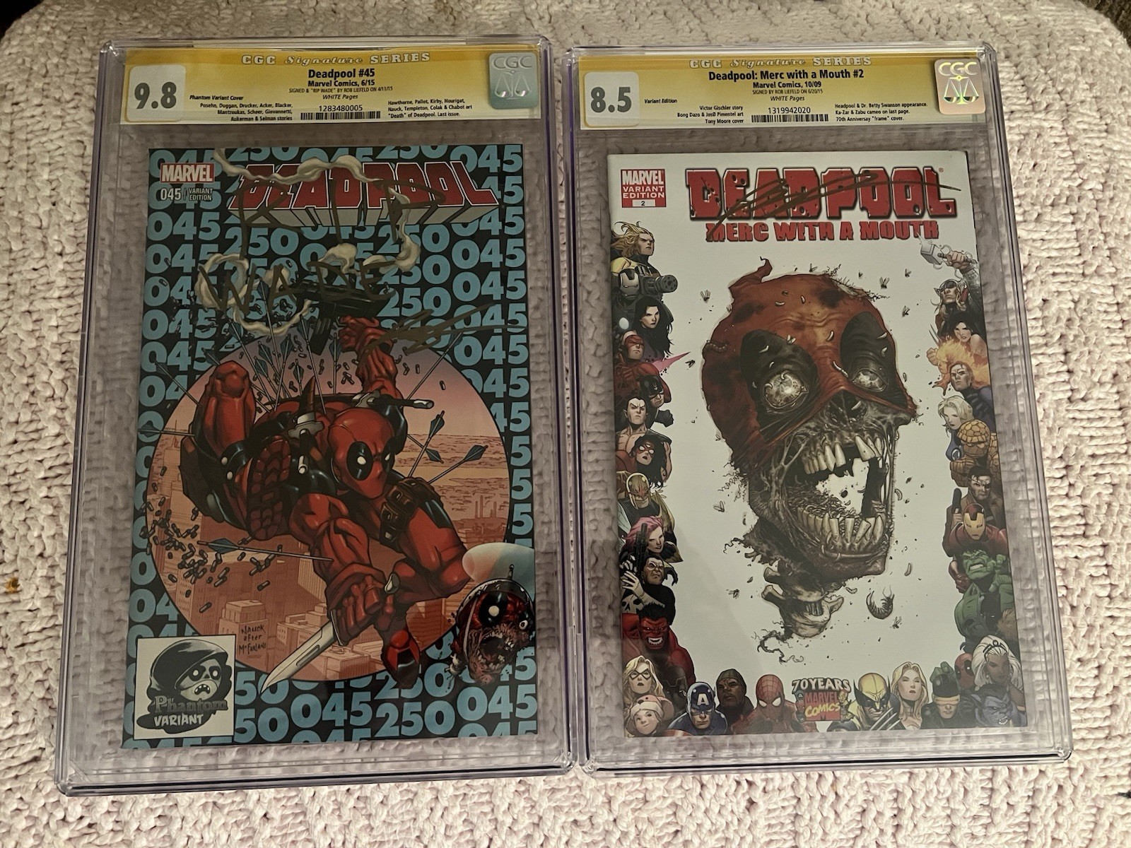 Deadpool #45 (2015) SS CGC 9.8 R.Liefeld “RIP WADE”, DMWTM#2 SS CGC 8.5(pop 1)+8 Deadpool #45 (2015) SS CGC 9.8 R.Liefeld “RIP WADE”, DMWTM#2 SS CGC 8.5(pop 1)+8