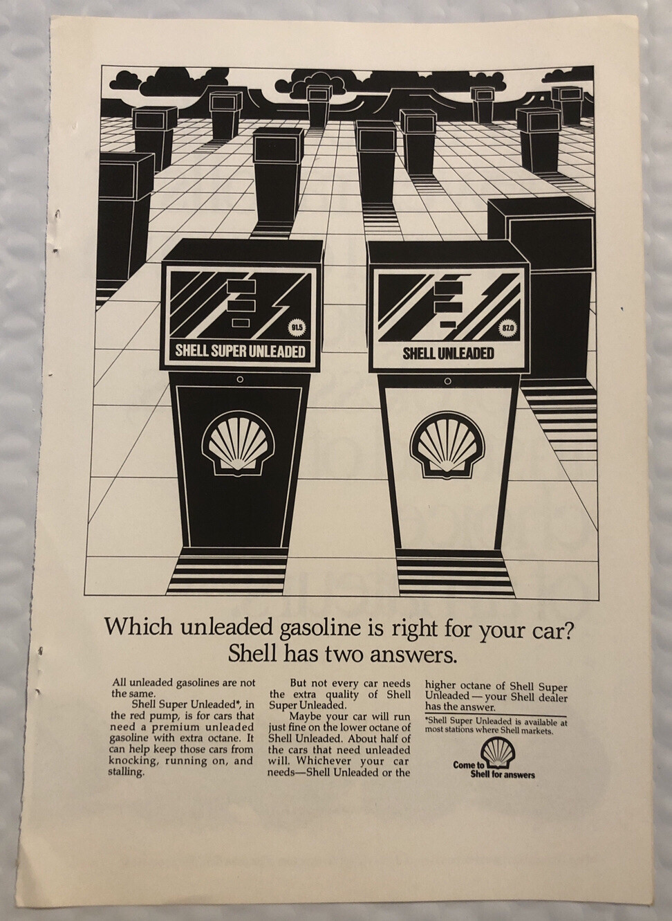 1982 Shell Oil Original Full Page Print Ad - Shell Has Two Answers. Vintage