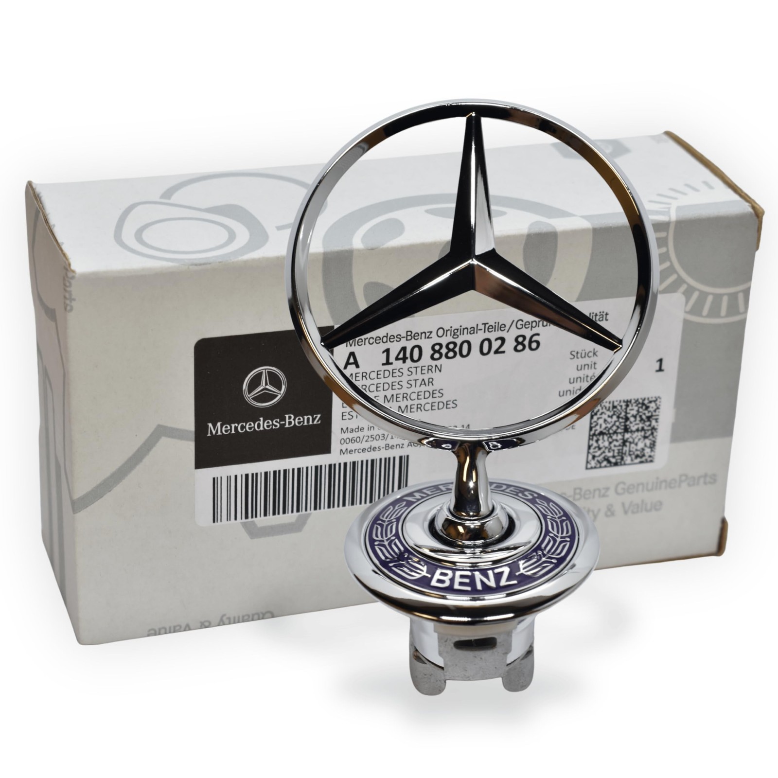Mercedes Benz Genuine Vehicle Hood Star Emblem Badge (140-880-02-86, Chrome a... Mercedes Benz Genuine Vehicle Hood Star Emblem Badge (140-880-02-86, Chrome a...