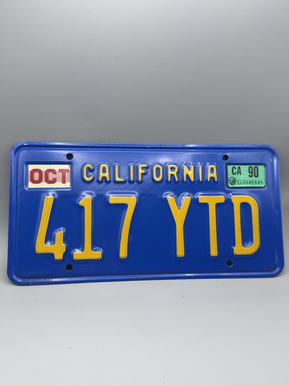 Vintage California Blue License Plate 1990#417YTD