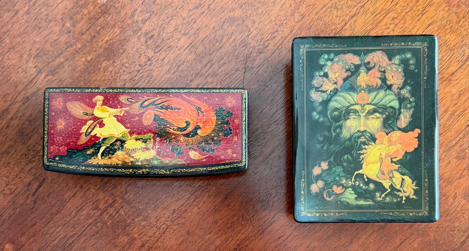 Vintage Russian Lacquer Boxes, Lot of (2)