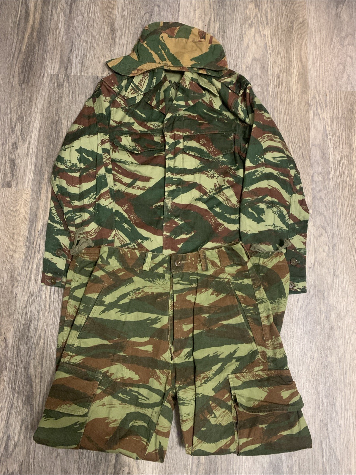 Vintage Algerian War French Army M47 Lizard Fatigue Camo Jacket Uniform Set HBT