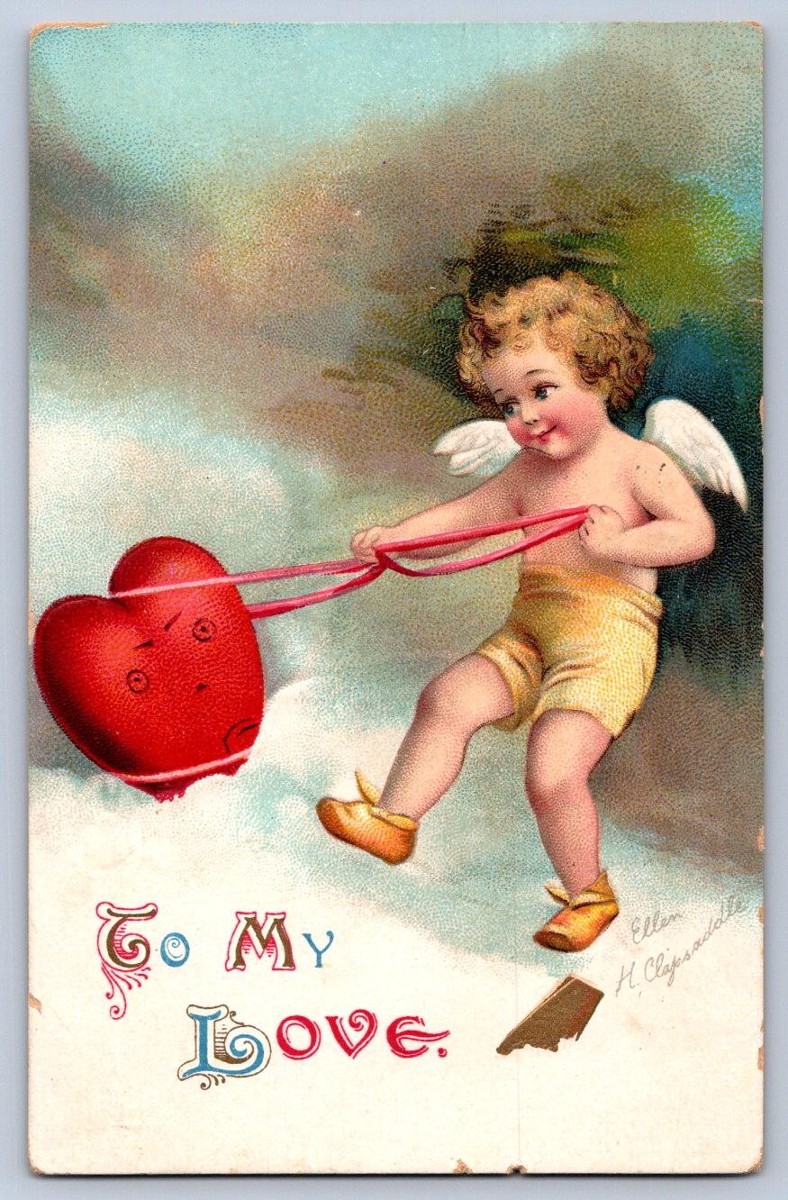 K61/ Valentine's Day Love Holiday Postcard c1910 Cupid Lasso Clapsaddle 127