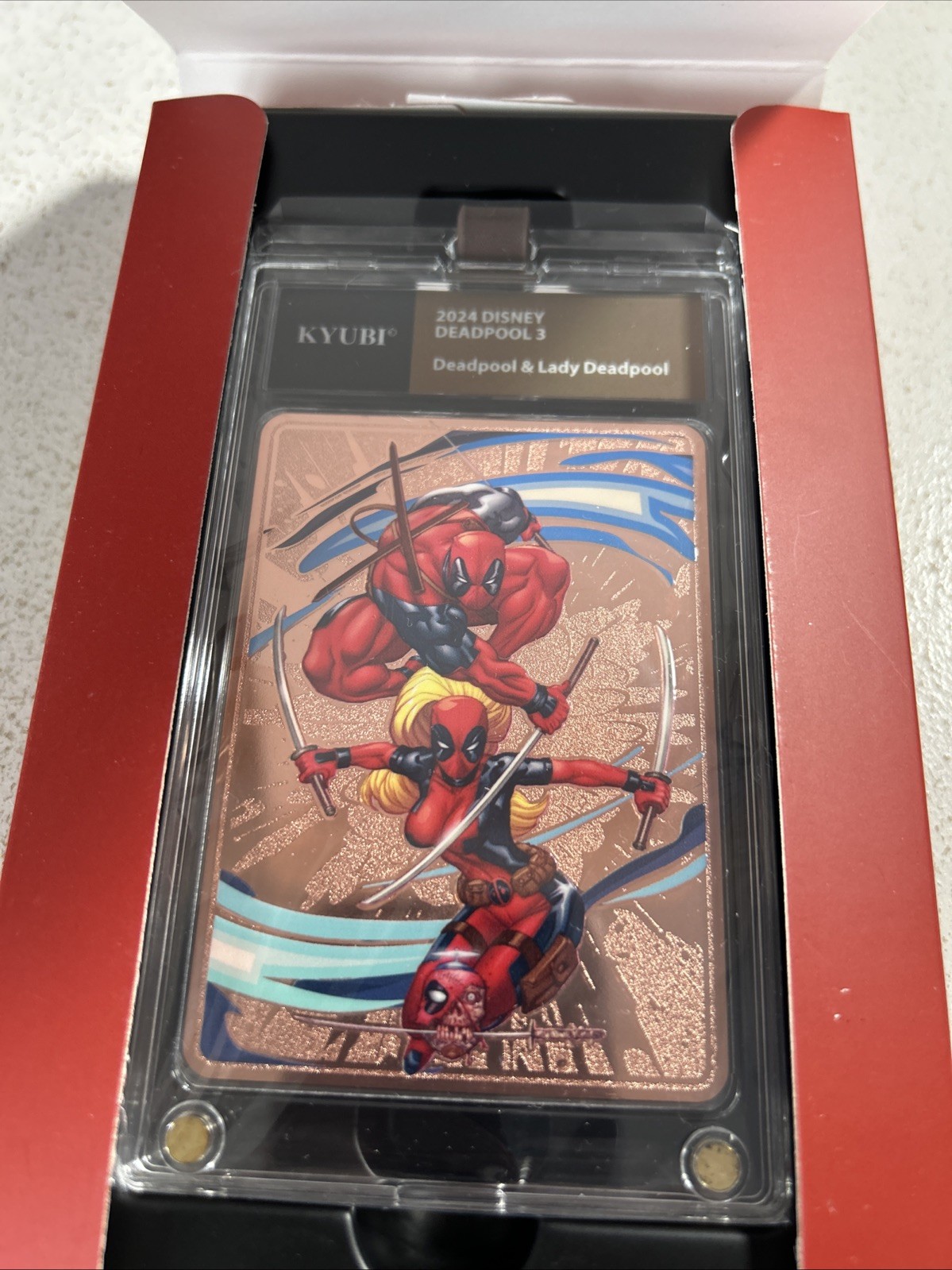 2024 Kyubi Marvel Lady Deadpool And Wolverine Rose Gold Trading Card In A Case 2024 Kyubi Marvel Lady Deadpool And Wolverine Rose Gold Trading Card In A Case