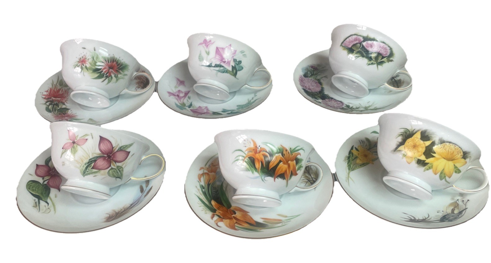 Rosenthal 6 Tea Cups & Saucers Classic Rose Collection - Germany - Danbury Mint 
