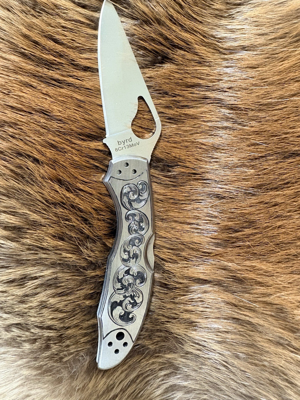 Hand Engraved Byrd Meadowlark 2 Knife BY04P2 2.93