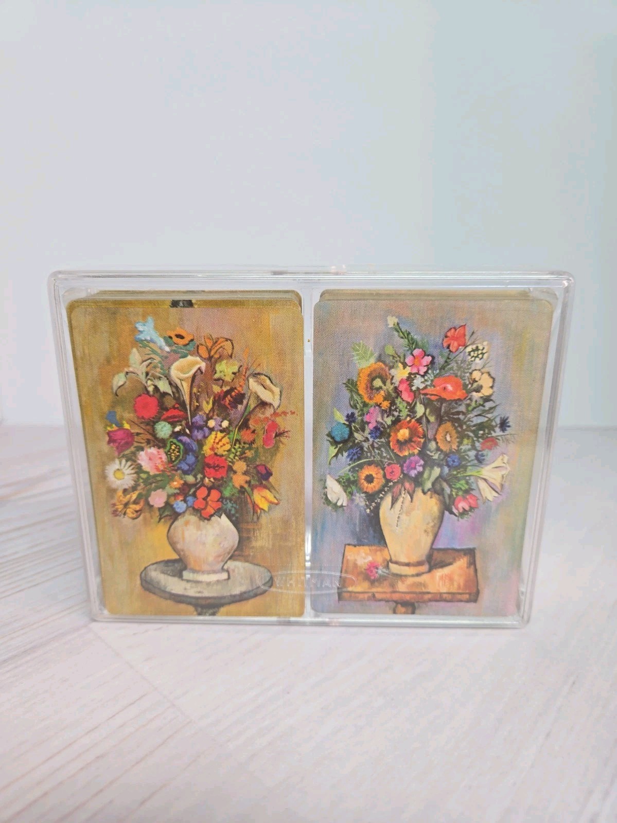 Vtg Whitman  Playing Cards Floral Pattern Design Double Deck 1960\'s Good Shape