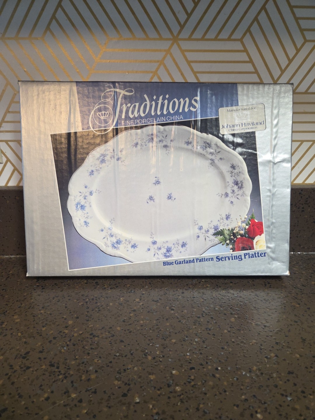 Johann Haviland Bavaria Blue Garland Pattern Oval Serving Platter 13