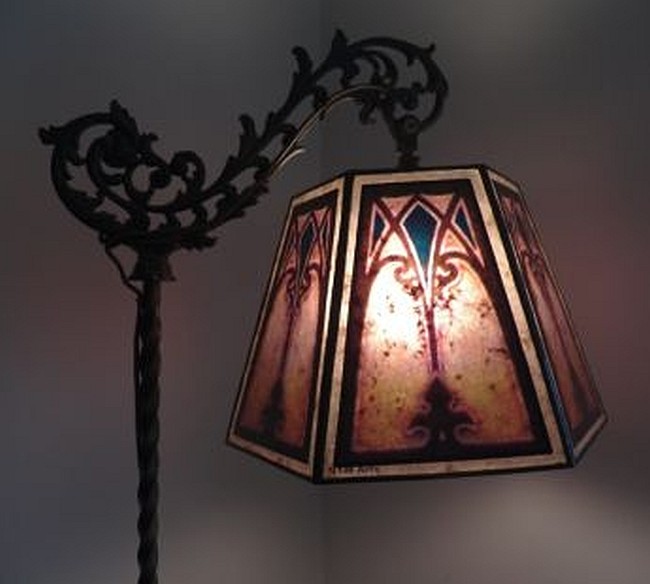 Antique Bridge Lamp Shade Replacement in Silver Mica Church Arch Design NYM Arts