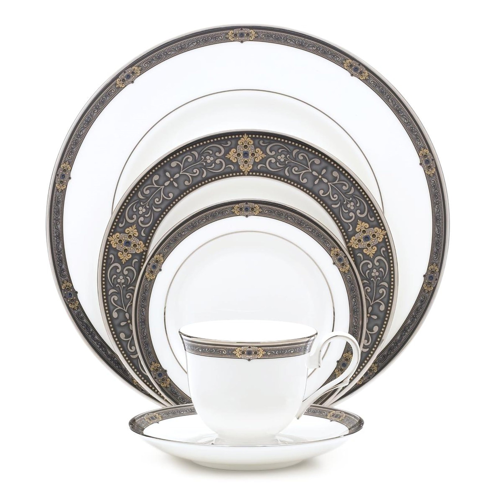 Lenox Unisex Vintage Jewel 5 Piece Boxed Set White Dinnerware