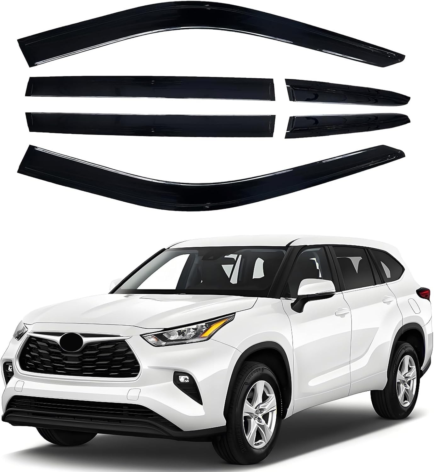 Side Window Visor 6 Piece Set for Toyota Highlander 2020-2026 Side Window Visor 6 Piece Set for Toyota Highlander 2020-2026