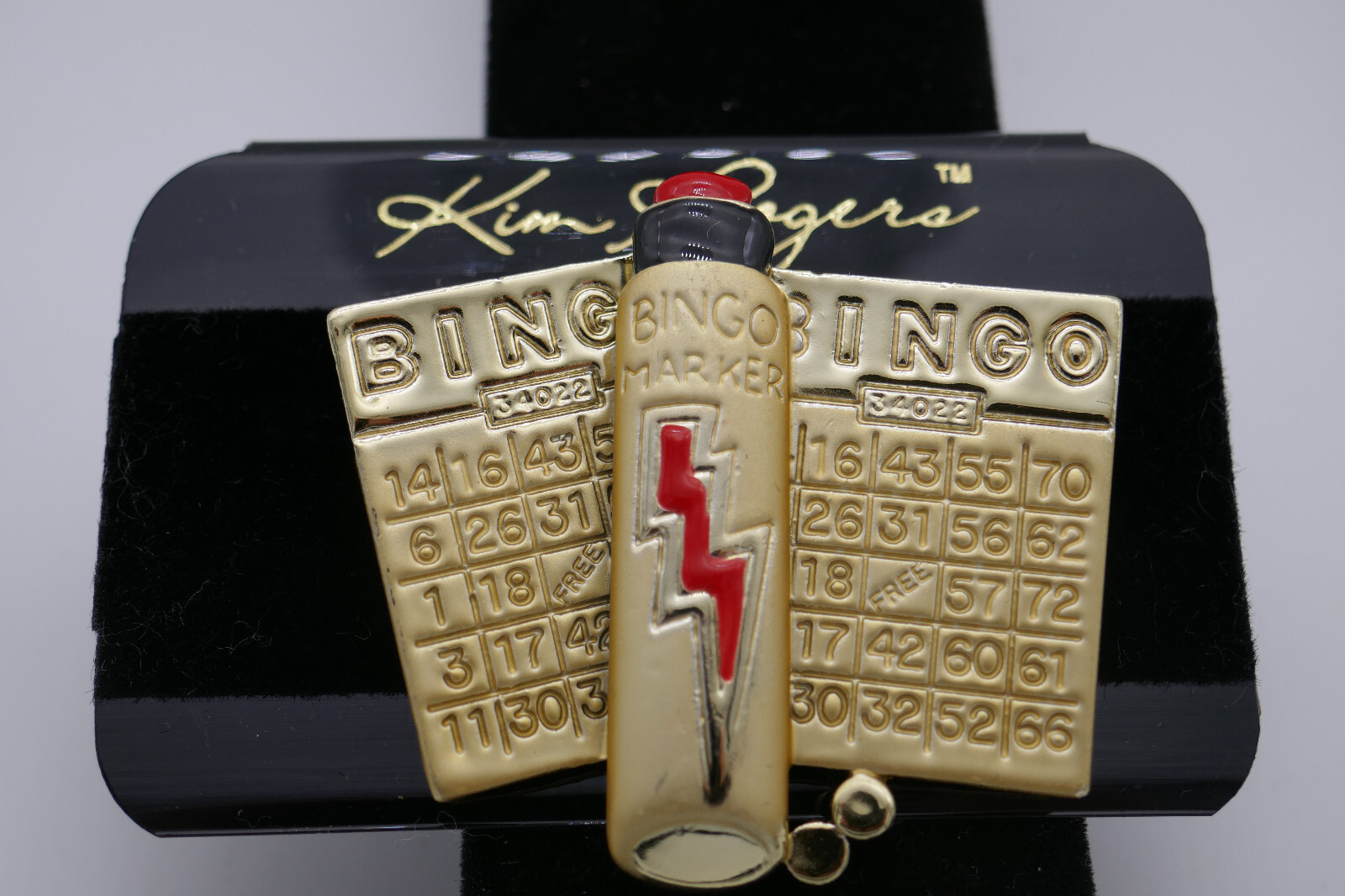 Vintage Kim Rogers  Bingo Pin Brooch Bingo Cards & Marker -  New on Card