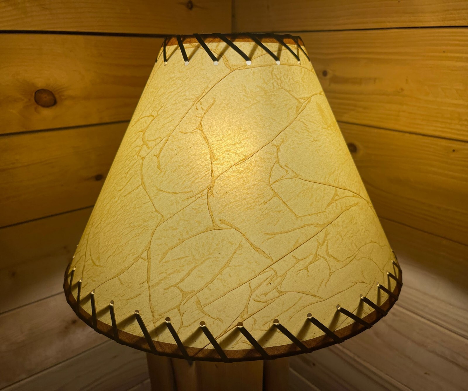 Rustic Oiled Kraft Crackled Lamp Shade with Suede Lacing - 14\