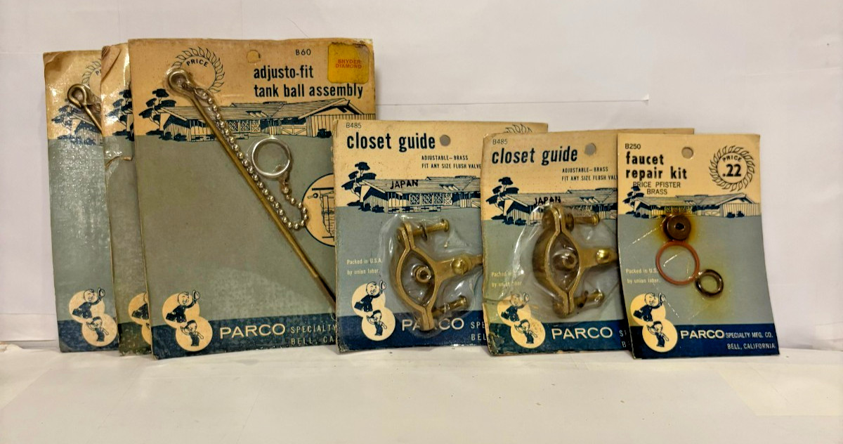 Lot of 5 Parco Vintage New Old Stock Packages Of 1950\'s Home Repair Items