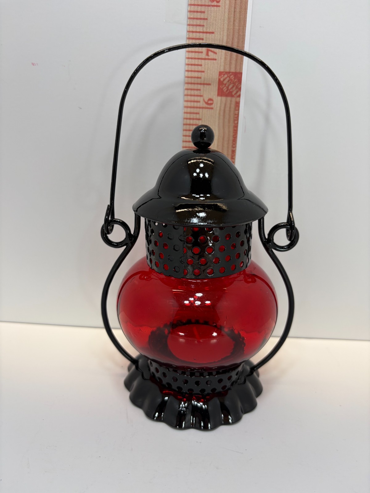 REDUCED PRICE Beautiful Red Glass Onion Globe Hanging Candle Lantern
