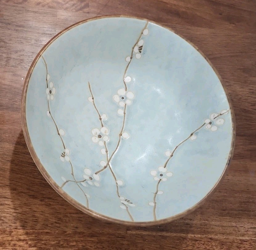 Vintage Kotobuki Bowl Early Spring Blossoms Blue Pottery 8\