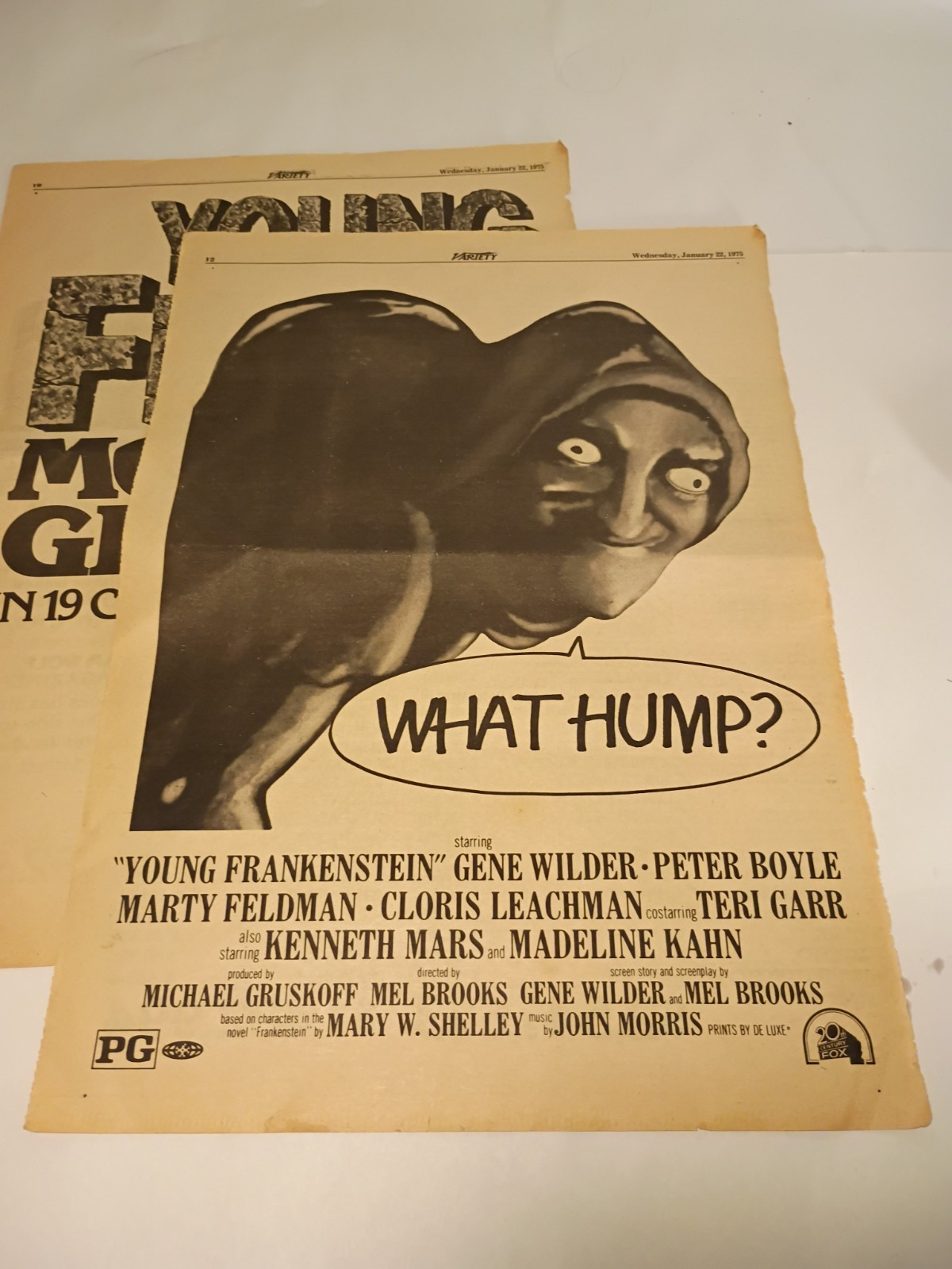 Young Frankenstein Hunchback Newspaper Advertisement Movie Promo Page Print 1975 Young Frankenstein Hunchback Newspaper Advertisement Movie Promo Page Print 1975