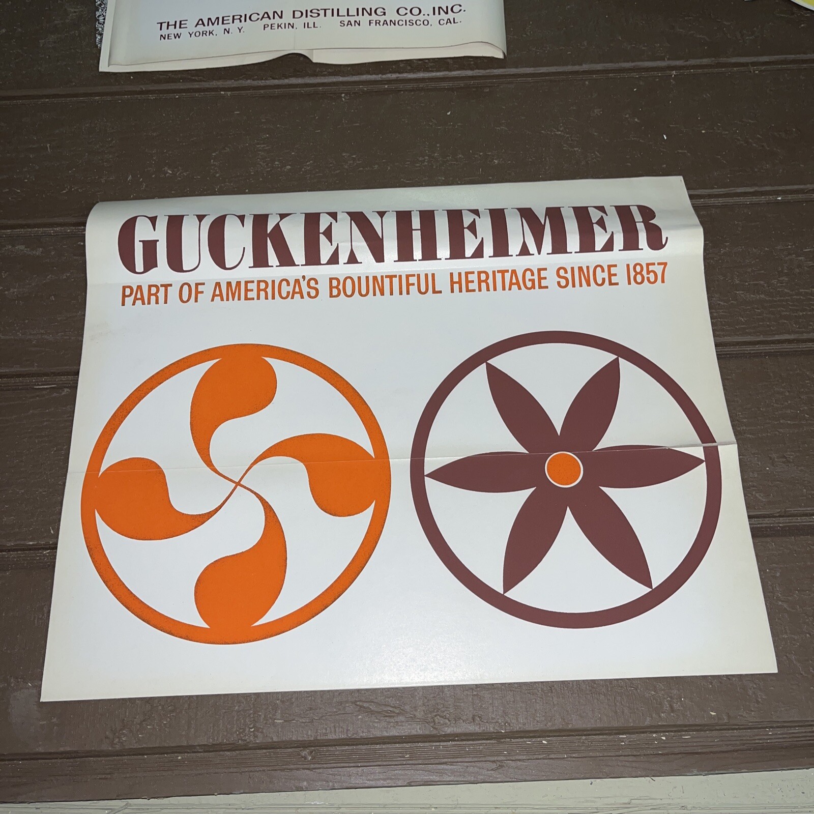 Vintage Guckenheimer Whiskey Original 1960’s Decal Sticker - Pinwheel Flower NOS