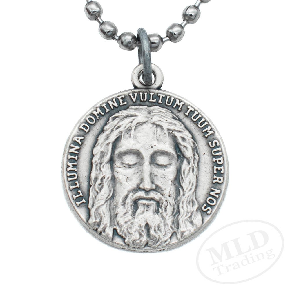 Holy Face of Jesus Medal Necklace – Italian Silver-Plated Catholic Pendant Holy Face of Jesus Medal Necklace – Italian Silver-Plated Catholic Pendant