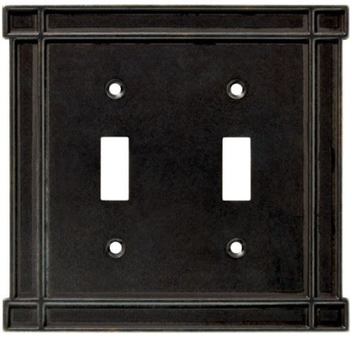Arts & Crafts Double Switch Wall Plate - Soft Iron