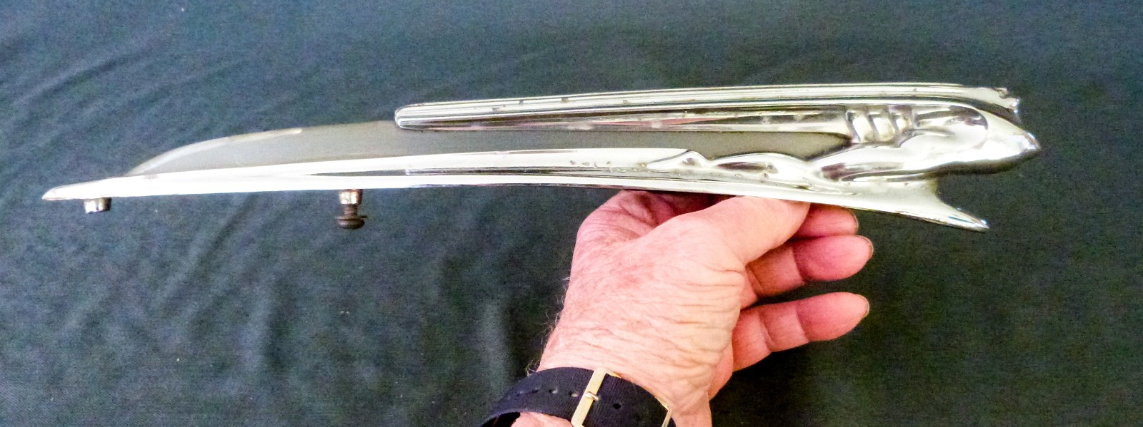 vintage 1940\'s DeSoto Flying Goddess Winged Lady W/  lucite center Hood Ornament