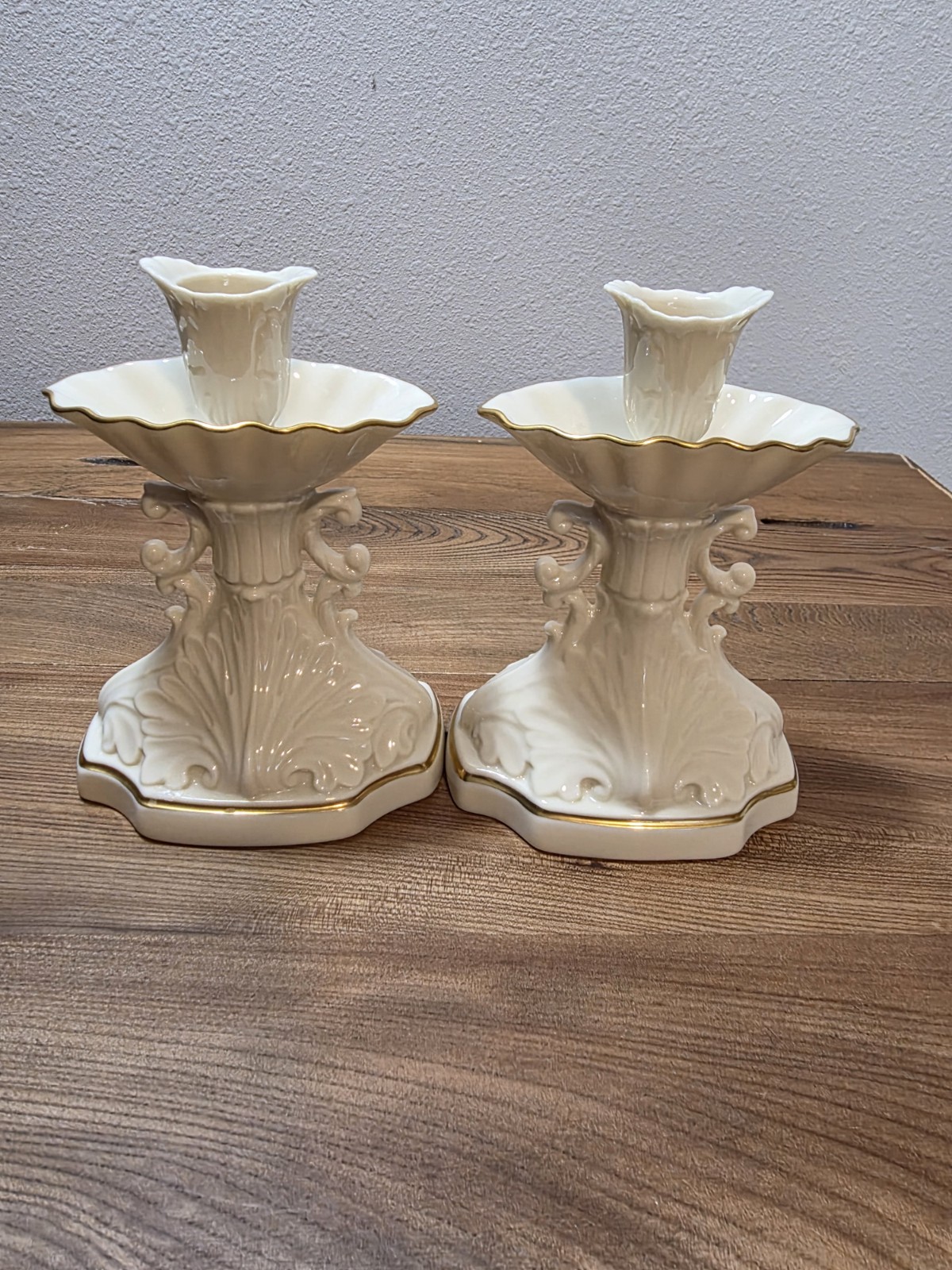 Vintage LENOX, Ivory Bone China Candle Holders, Pair, Vintage LENOX, Ivory Bone China Candle Holders, Pair,