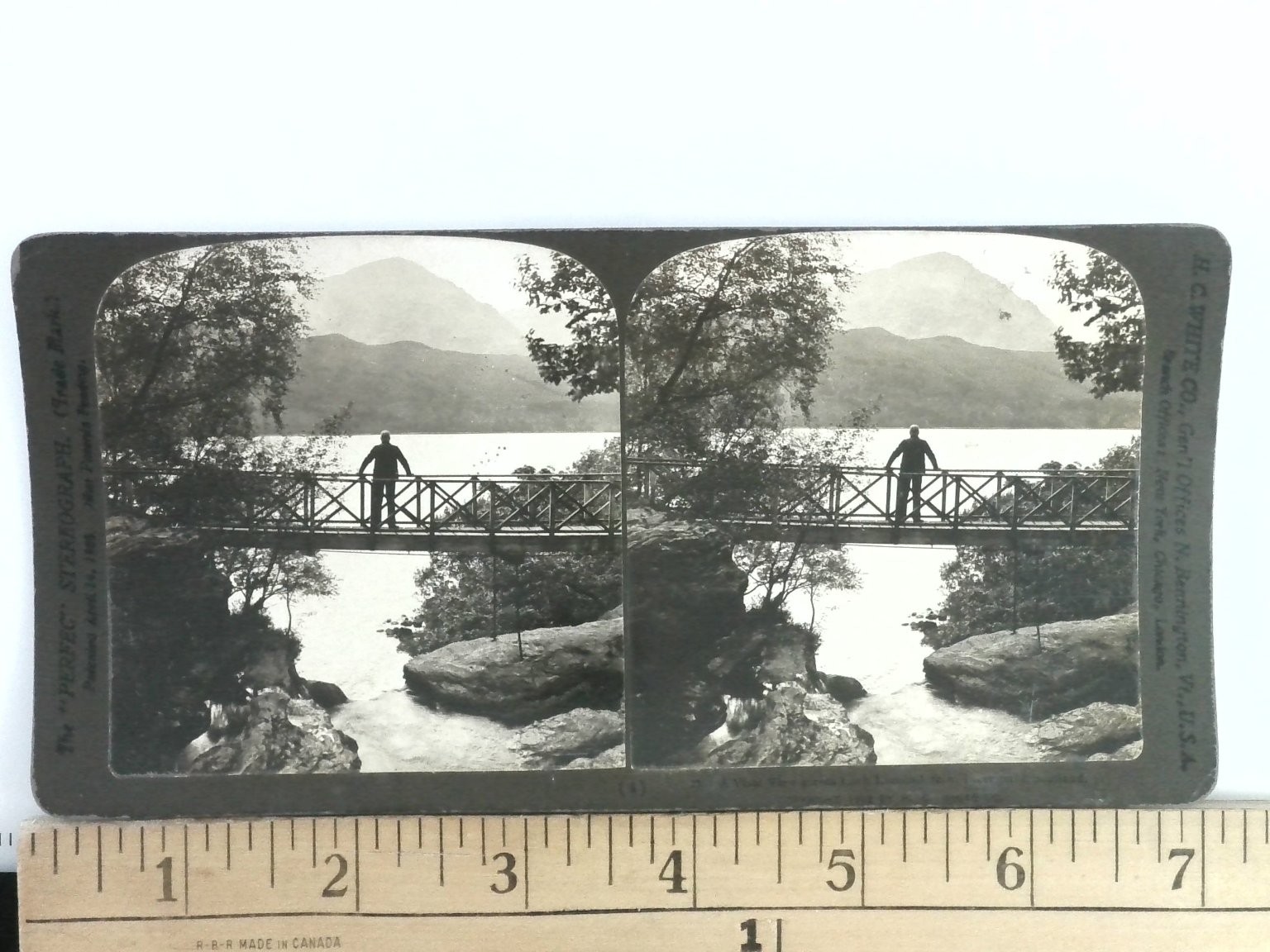 Lake Luzerne NY Stereoview H.C. White Co. Bridge Landscape 1903 Curved Mount