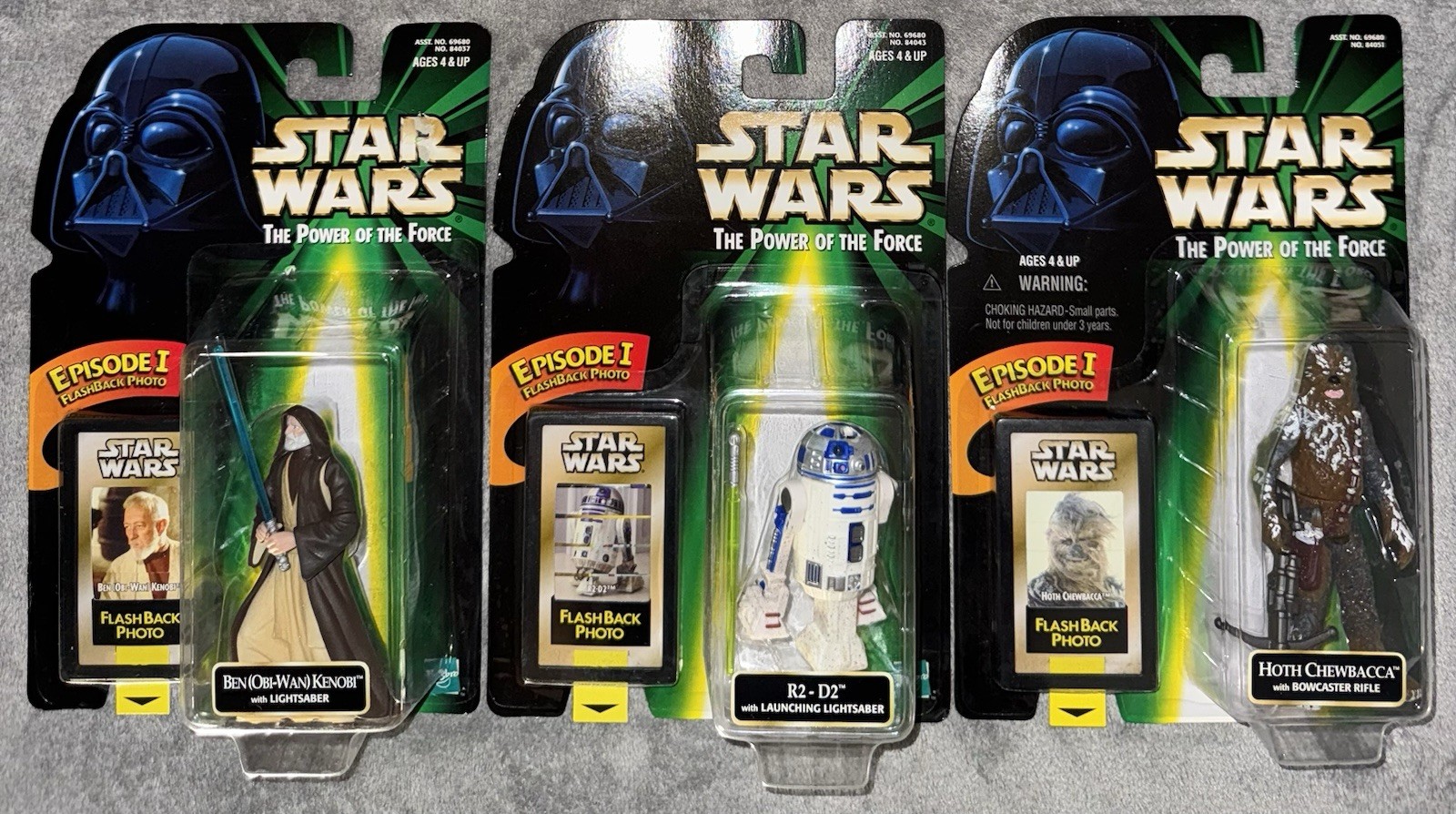 VTG 1998-99 Star Wars Episode 1 POTF2 LOT /3🎉Obi-Wan, Chewbacca, R2-D2 78SW