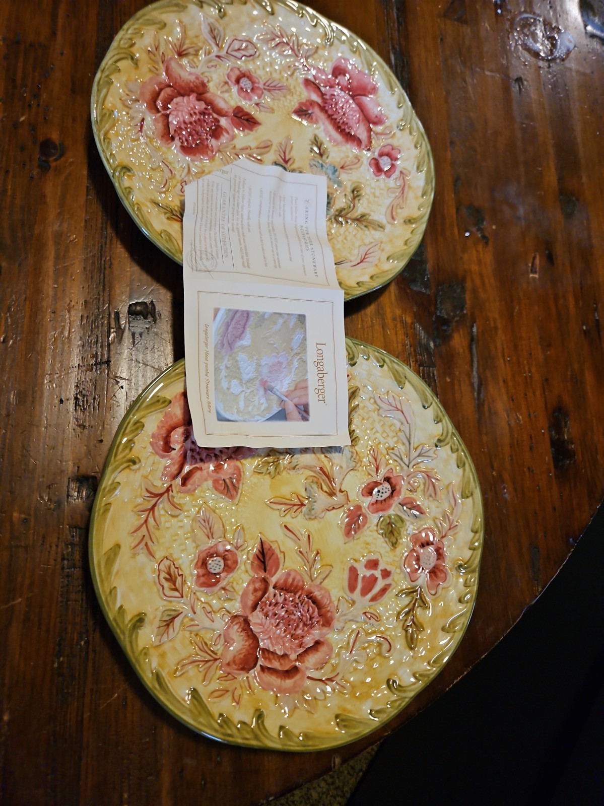 Longaberger Majolica Garden Luncheon Plate Set Of 2 In Original Box Excellent