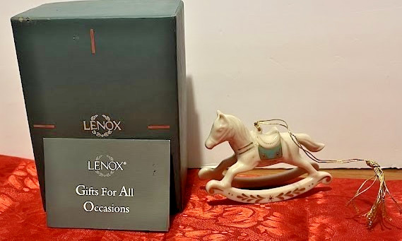 1990 LENOX ROCKING HORSE CHRISTMAS ORNAMENT IN BOX