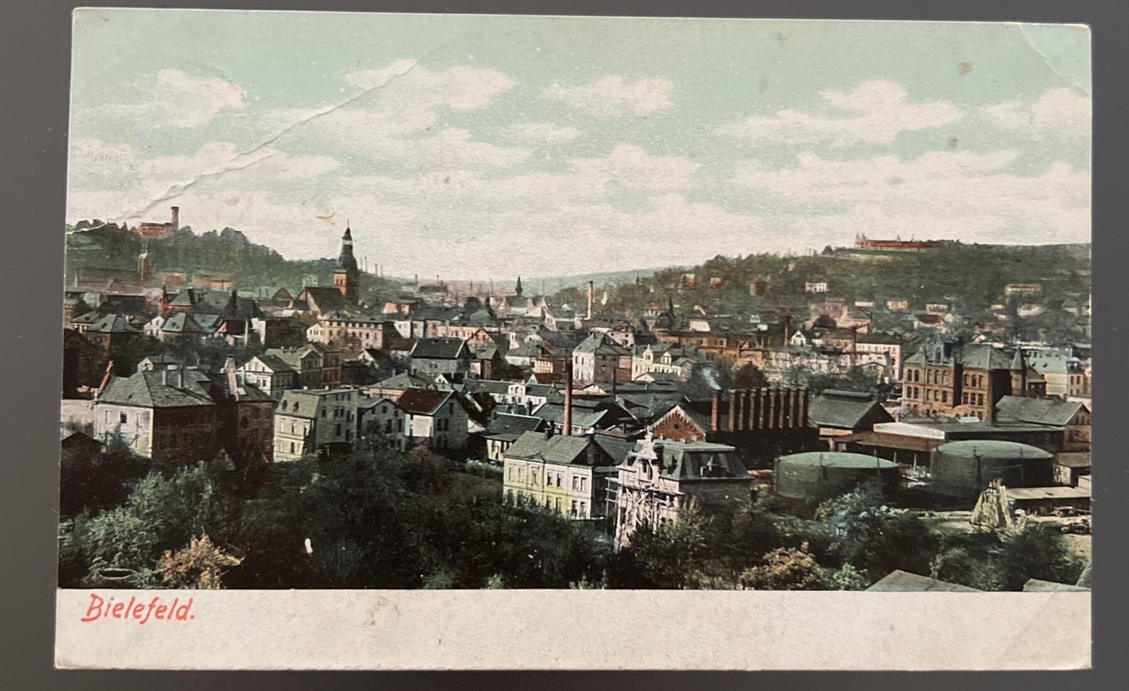Postcard 1905 Bielefeld Germany Panorama View Antique Used Karolina Hille