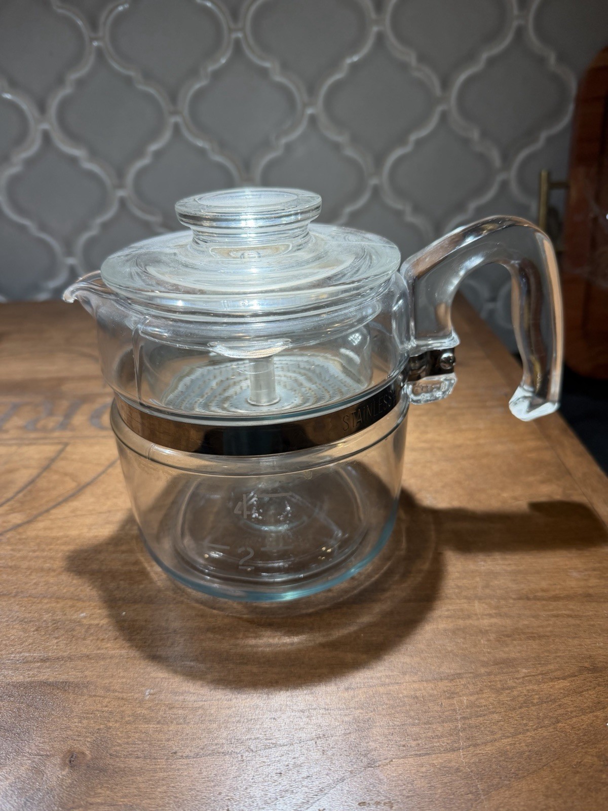 1950s Pyrex Flameware 7754-B 4-Cup Glass Stovetop Coffee Percolator Complete