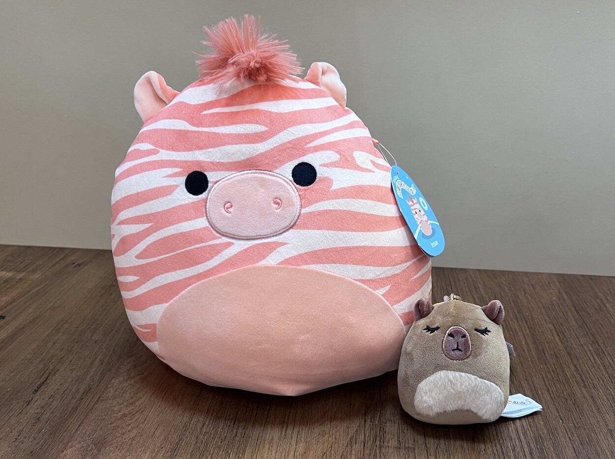 NEW 11” Squishmallow Josue Orange Zebra Kellytoy Plush Nwt Clip Capybara Set