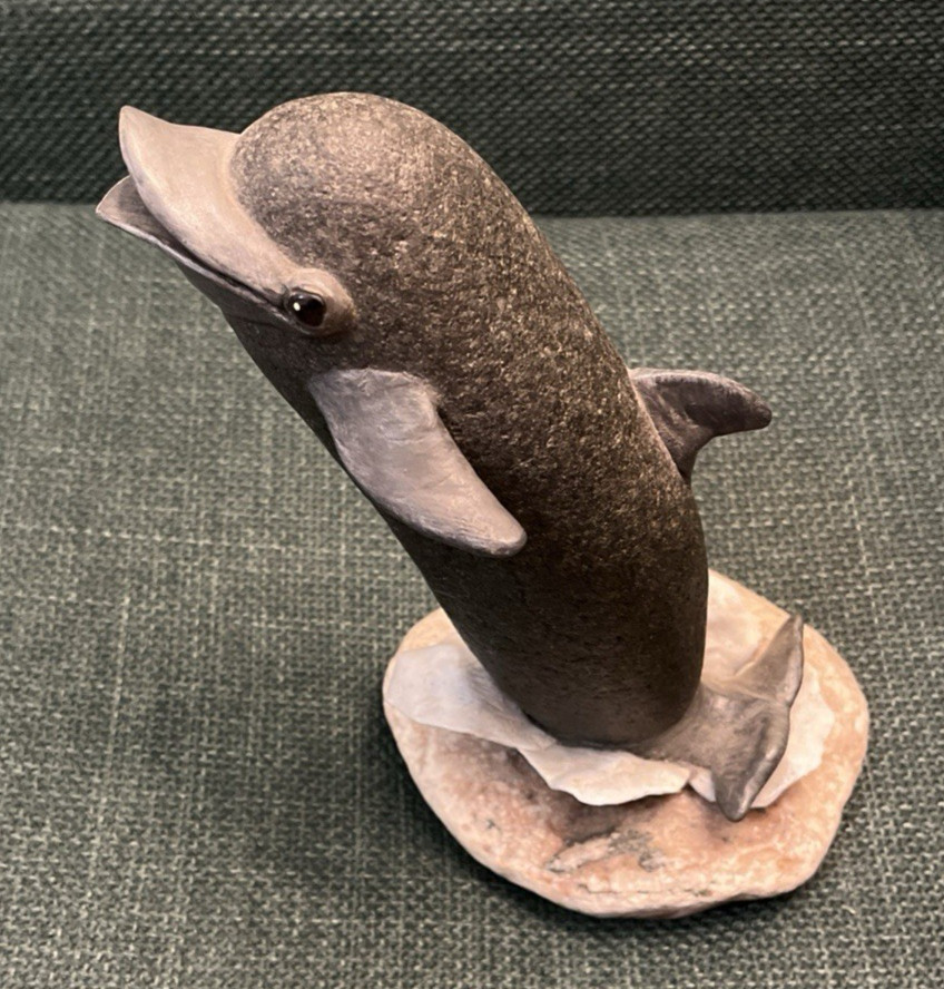 Art Studio Piece Handcarved and Crafted Stone Carved Dolphin 11\ Art Studio Piece Handcarved and Crafted Stone Carved Dolphin 11\