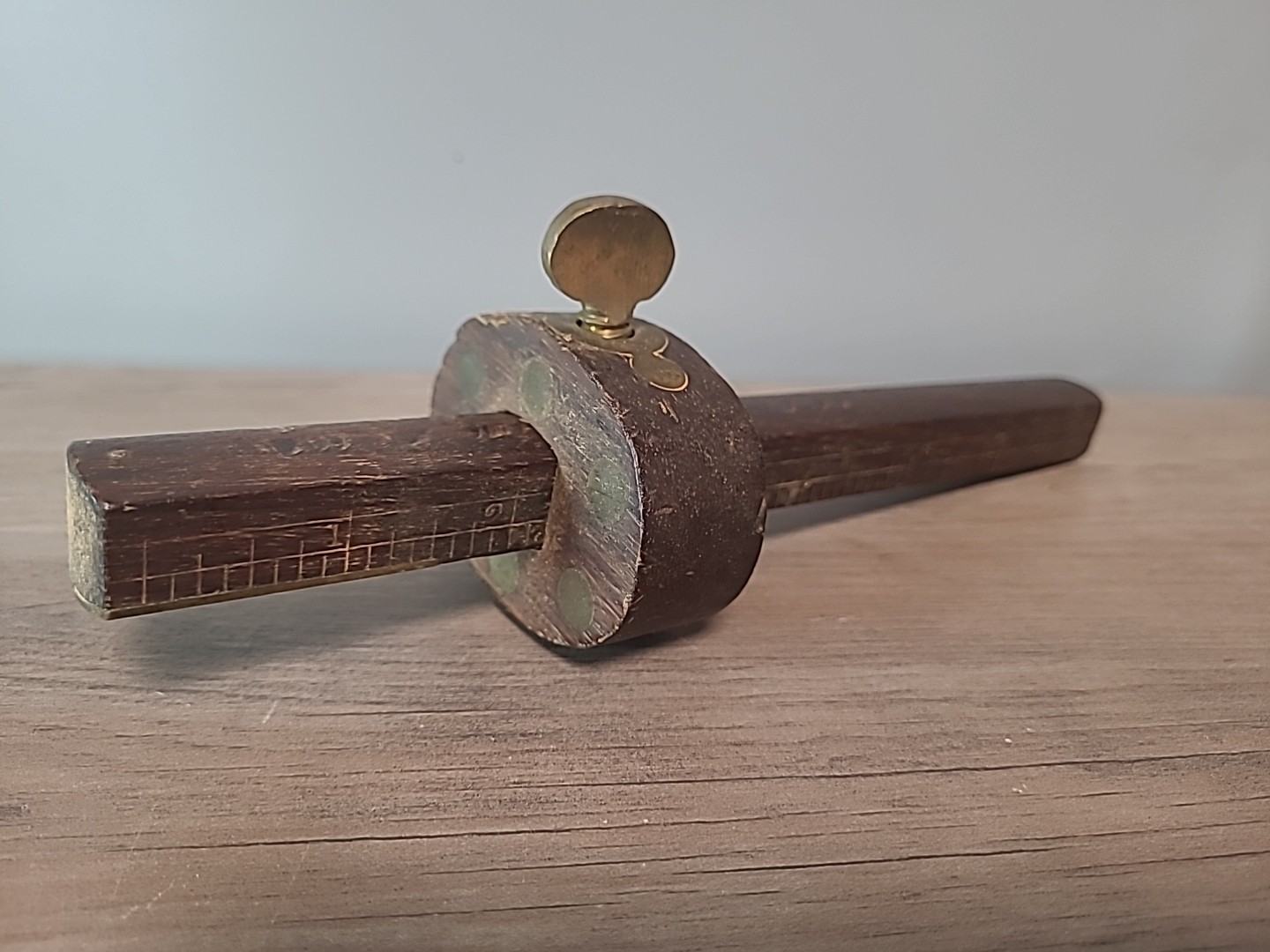 Antique Marking Gauge W/ Brass Fittings Woodworking 