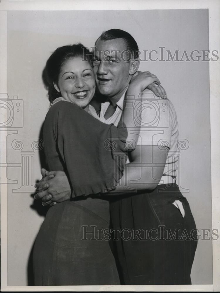 1934 Press Photo Boxer King Levinsky & bride Rosie Glickman - net29046
