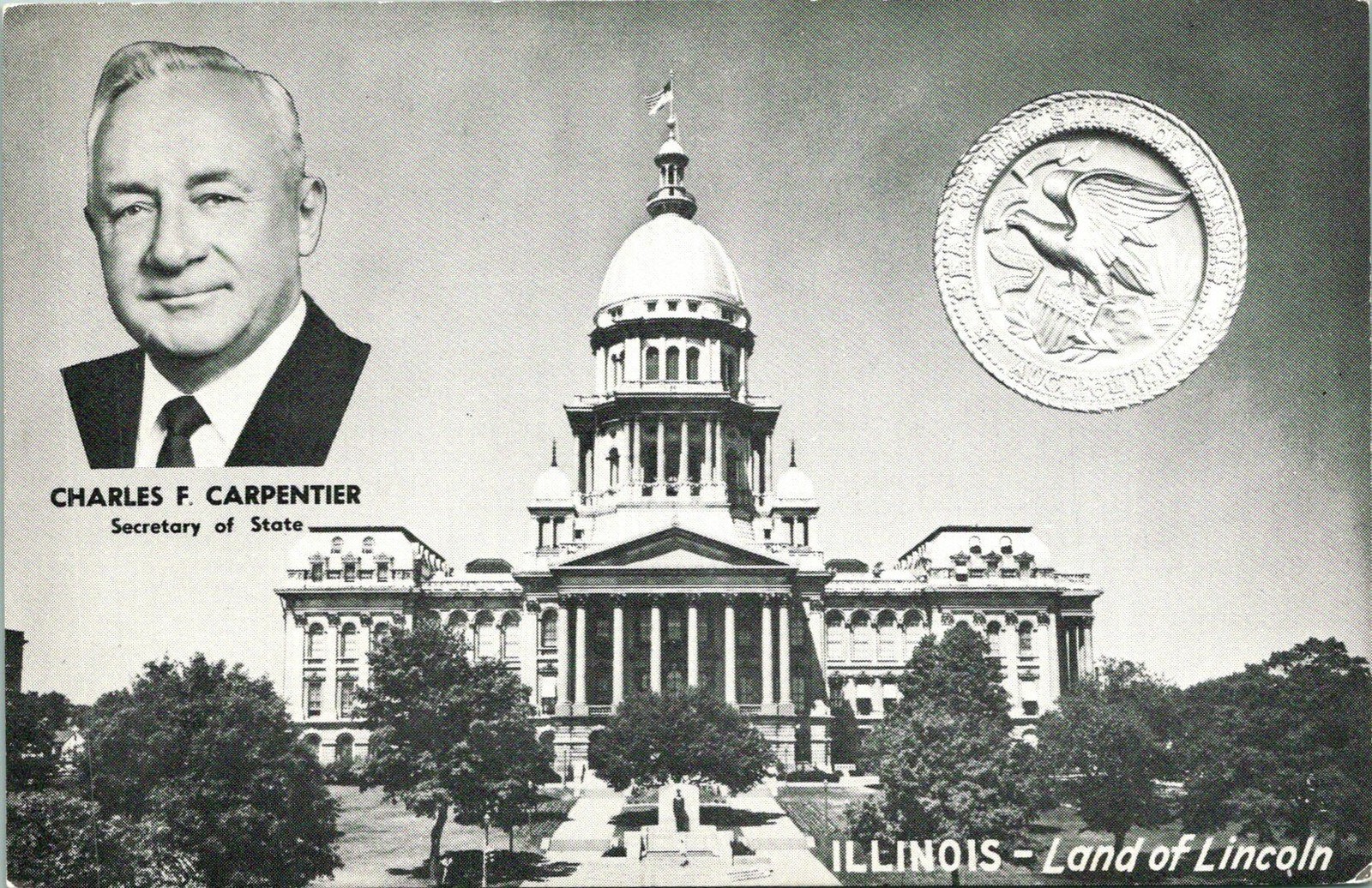 Illinois State Capitol Building Charles F Carpenter Postcard unused (24131)