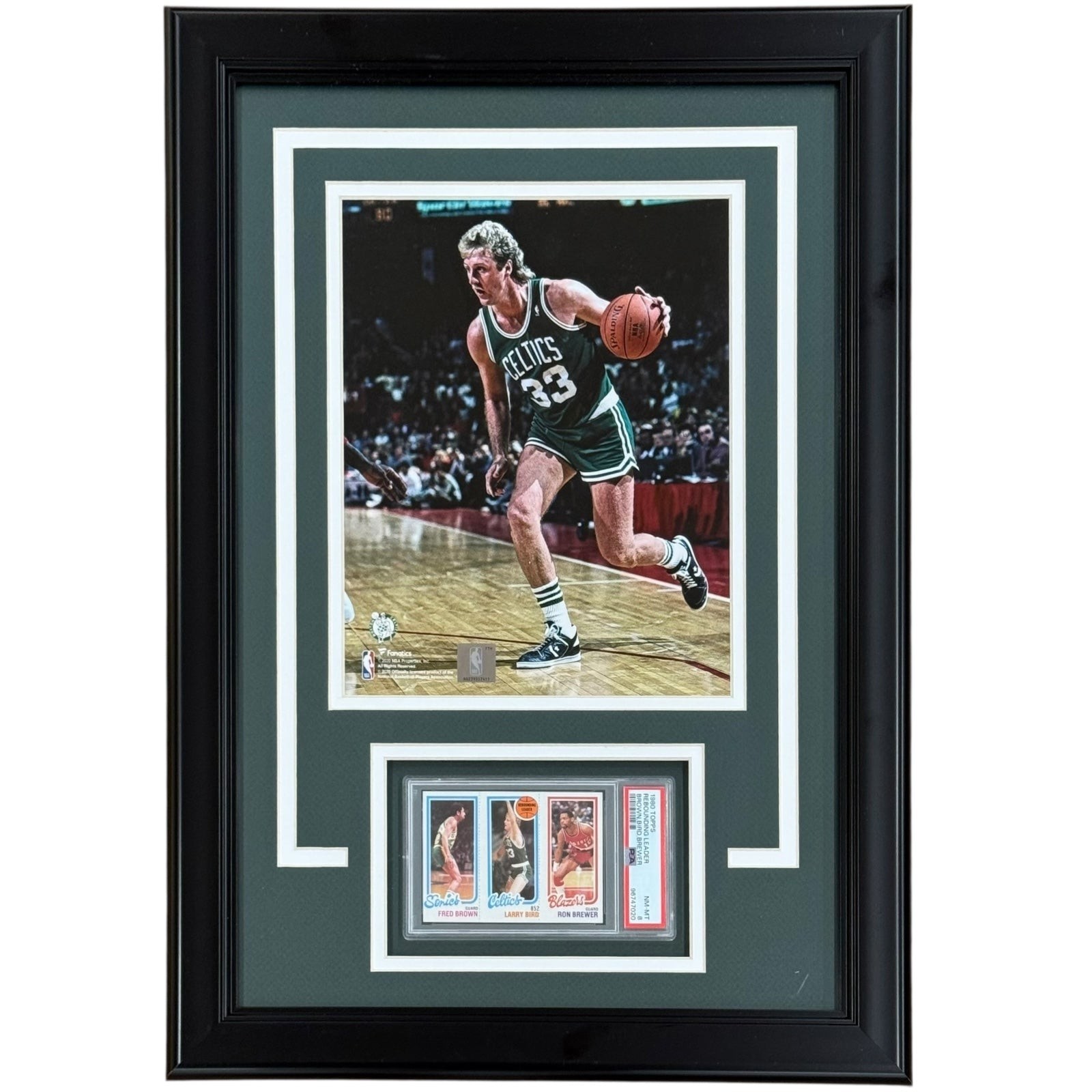Larry Bird Graded Rookie Card Deluxe Framed with Boston Celtics 8x10 Photo