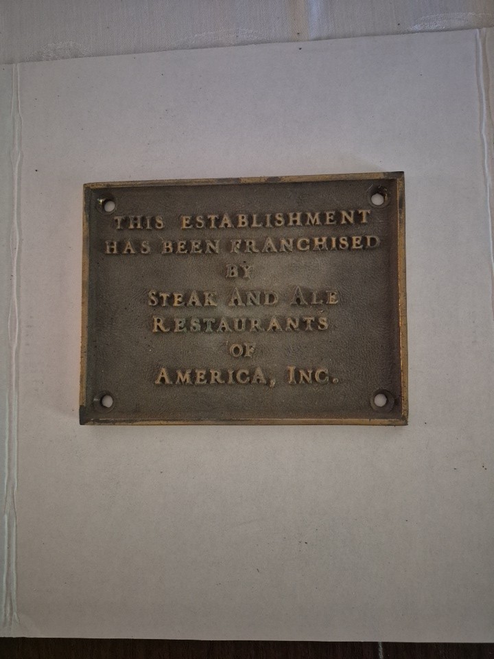 Vintage Brass Steak and Ale Plaque 