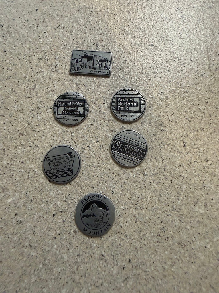 Lot of 6 Vintage DIFFERENT National Parks Collectible Tokens